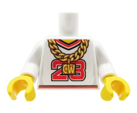 LEGO® custom Torso – Sportshirt mit Goldkette, custom UV-Druck von Extra Extra Bricks