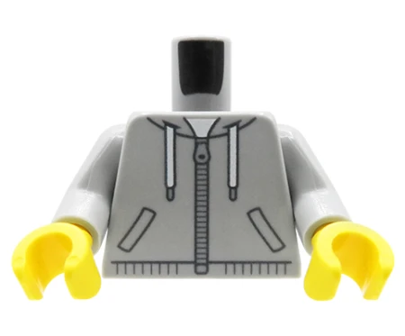 Custom LEGO® torso – gray hoodie, custom UV print