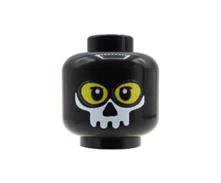 LEGO® custom Kopf – schwarze Ghost-Maske / Balaclava, gelbes männliches Gesicht, custom UV-Druck