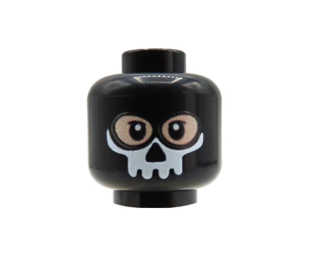 LEGO® custom Kopf – schwarze Ghost-Maske / Balaclava, hautfarbenes männliches Gesicht, custom UV-Druck