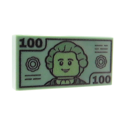 Custom LEGO® Banknote – 100er-Geldschein auf sandgrüner LEGO® Fliese (1x2)