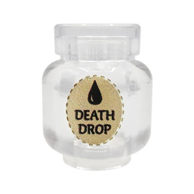 Custom LEGO® magic potion – transparent "Death Drop" vial with custom UV print