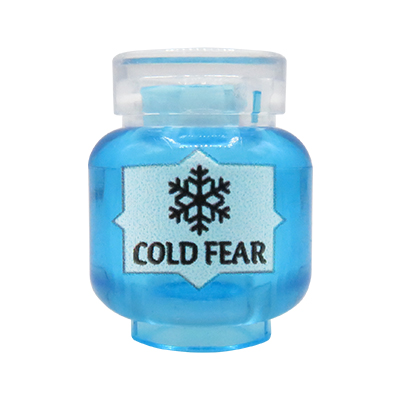 Custom LEGO® Zaubertrank – blaue „Cold Fear“ Phiole mit custom UV-Druck