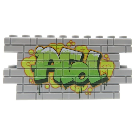 Custom LEGO® graffiti "AFOL" – green graffiti print on gray LEGO® bricks