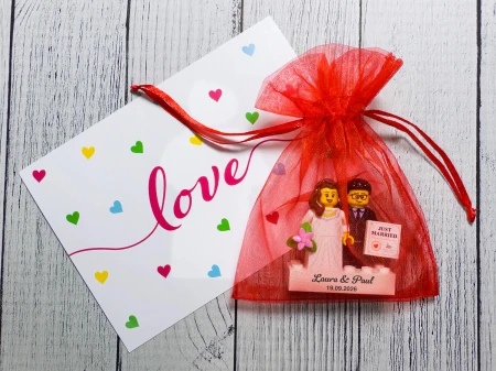 Personalisierte LEGO® Figuren Braut und Bräutigam - Geschenkverpackung