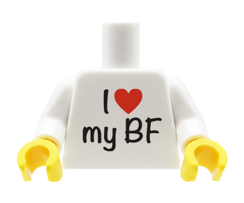 Go to product Minifigure Torso (I love my BF) – Custom Print on LEGO® Torso