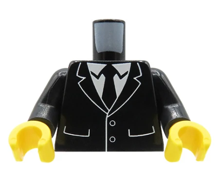 Custom LEGO torso – black suit jacket, white shirt, black tie