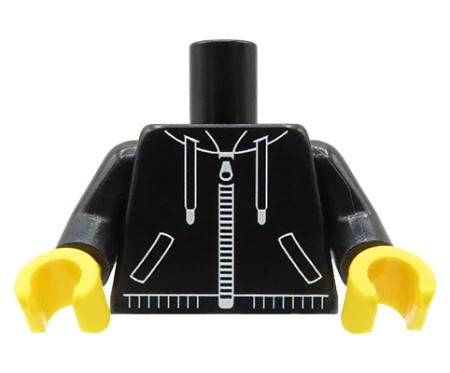 Custom LEGO torso – black zip-up hoodie