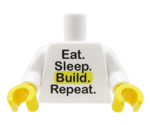 Go to product Minifigure Torso (Eat Sleep Build Repeat) – Custom Print on LEGO® Torso