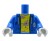 Custom LEGO Torso – Zombie – blauer Kapuzenpullover und gelbes T-Shirt mit Rissen und Blutflecken, graue Hände