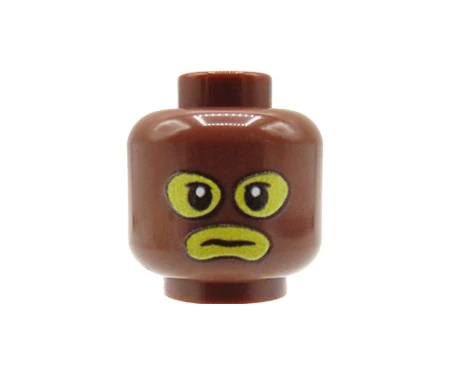 Custom LEGO Kopf – braune Sturmhaube, gelbes Gesicht