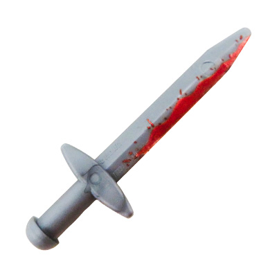 Custom LEGO Ritterschwert, silber, blutverschmiert