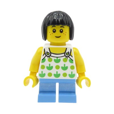 LEGO City Minifigure - Girl / Child with freckles and black hair 
Mini figurka LEGO City dziewczynka / dziecko z czarnymi włosami i piegami