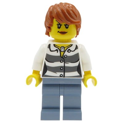 LEGO City Minifigure - Female Thief / Jail Prisoner / Robber in striped prison shirt
Mini figurka LEGO City kobieta złodziejka / więzień / rabuś w więziennym ubraniu