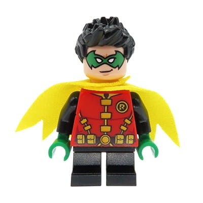 LEGO Super Heroes Minifigure - Robin - yellow cape, black short legs, green mask