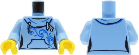 Tors figurki LEGO jasnoniebieska bluza z kapturem, bez zamka, z dużą kieszenią i wzorami