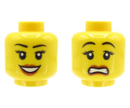 LEGO minifigure head - woman, dual sided (open smile / scared)