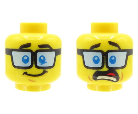 Accéder au produit Tête de figurine LEGO - homme, lunettes, double face
