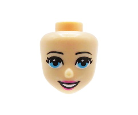 Accéder au produit Mini tête de poupée LEGO Friends - yeux bleus, lèvres roses, sourire