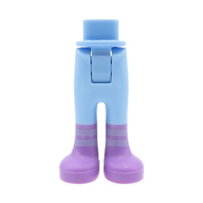 LEGO Friends minifig legs - bright light blue pans, lavender boots
