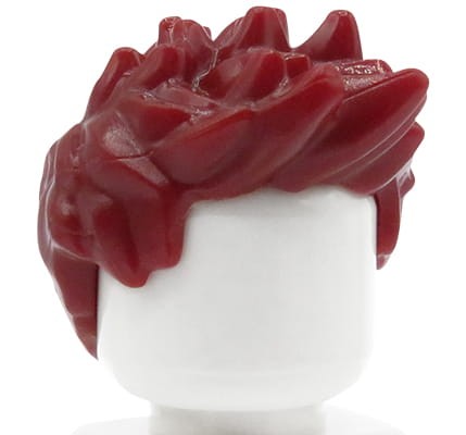 LEGO minifigure hair - male, dark red, spiked