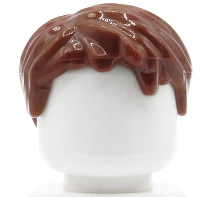 LEGO minifigure hair - man, reddish brown, short