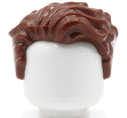 LEGO minifigure hair - male, reddish brown, wavy
