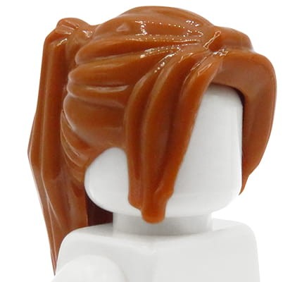LEGO minifigure hair - female, ginger / dark orange, ponytail