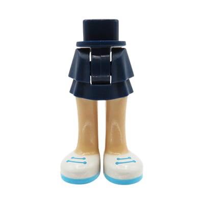 LEGO Friends minifig legs - dark blue skirt, white shoes, light nougat legs