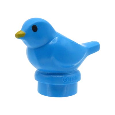 LEGO small bird - blue with black eyes and yellow beak