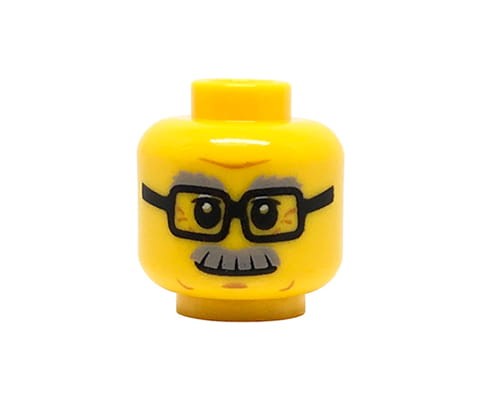 Accéder au produit Tête de figurine LEGO - homme / grand-père, lunettes, moustache