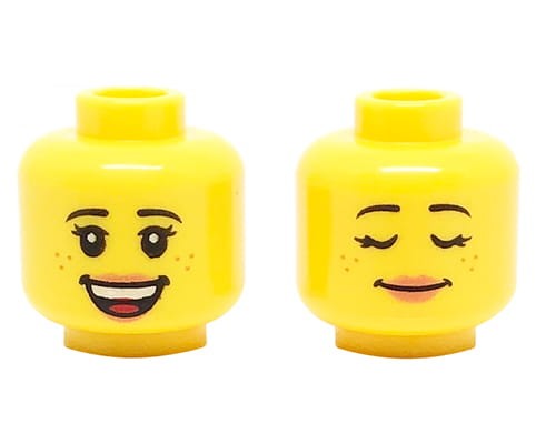 Accéder au produit Tête de figurine LEGO - femme, grand sourire / yeux fermés