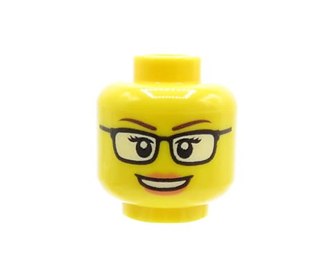 Accéder au produit Tête de figurine LEGO - femme, lunettes, sourire