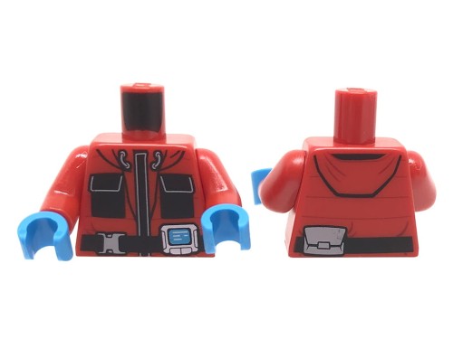 Accéder au produit Torse de figurine LEGO - veste rouge avec capuche et ceinture
