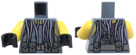 LEGO minifigure torso - sand blue scuba / diver vest with utility belt and pouches and lavender tentacles