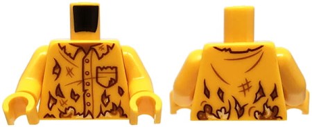 LEGO minifigure torso - orange torn and ripped shirt