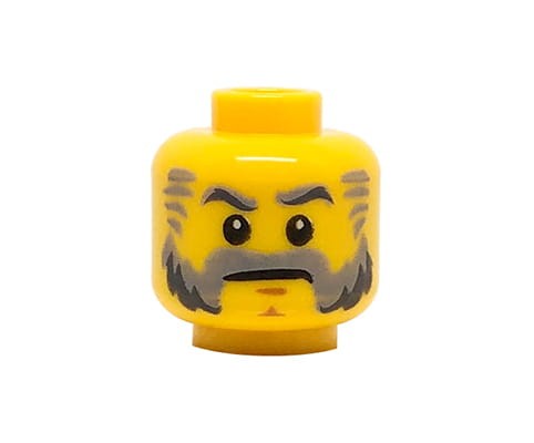 Accéder au produit Tête de figurine LEGO - homme, favoris gris, moustache