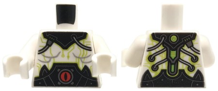 Tors figurki LEGO Nexo Knights biały z czarnym kołnierzem i czarnym paskiem z czerwonym okiem.