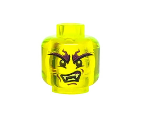 LEGO minifigure head - ghost / alien - trans-neon green
