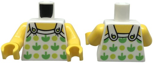 Accéder au produit Torse de figurine LEGO - haut dos nu blanc avec pommes vertes