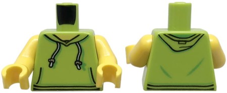 LEGO minifigure torso - lime sleeveless hoodie