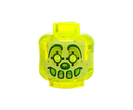 LEGO minifigure head - ghost / alien - trans-neon green.