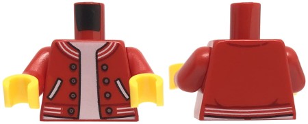 LEGO minifigure torso - red sports / baseball jacket