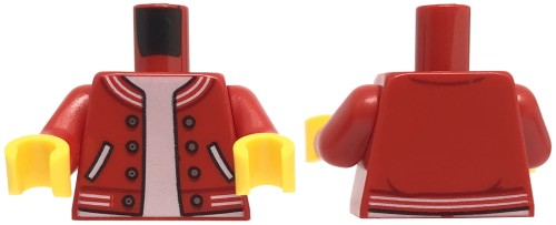 Accéder au produit Torse de figurine LEGO - veste de sport/baseball rouge