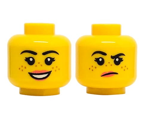Accéder au produit Tête de figurine LEGO - femme, taches de rousseur, double face