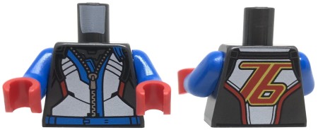 LEGO minifigure torso - colorful jacket / jumpsuit with zipper