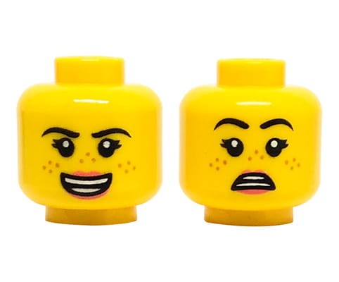 Accéder au produit Tête de figurine LEGO - femme, taches de rousseur, double face