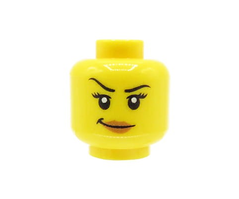 Accéder au produit Tête de figurine LEGO - femme, longs cils, sourire narquois
