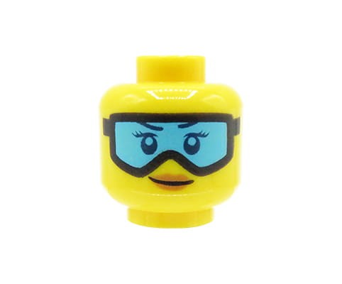 Accéder au produit Tête de figurine LEGO - femme, lunettes de ski, sourire
