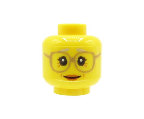 Accéder au produit Tête de figurine LEGO - femme / grand-mère, lunettes